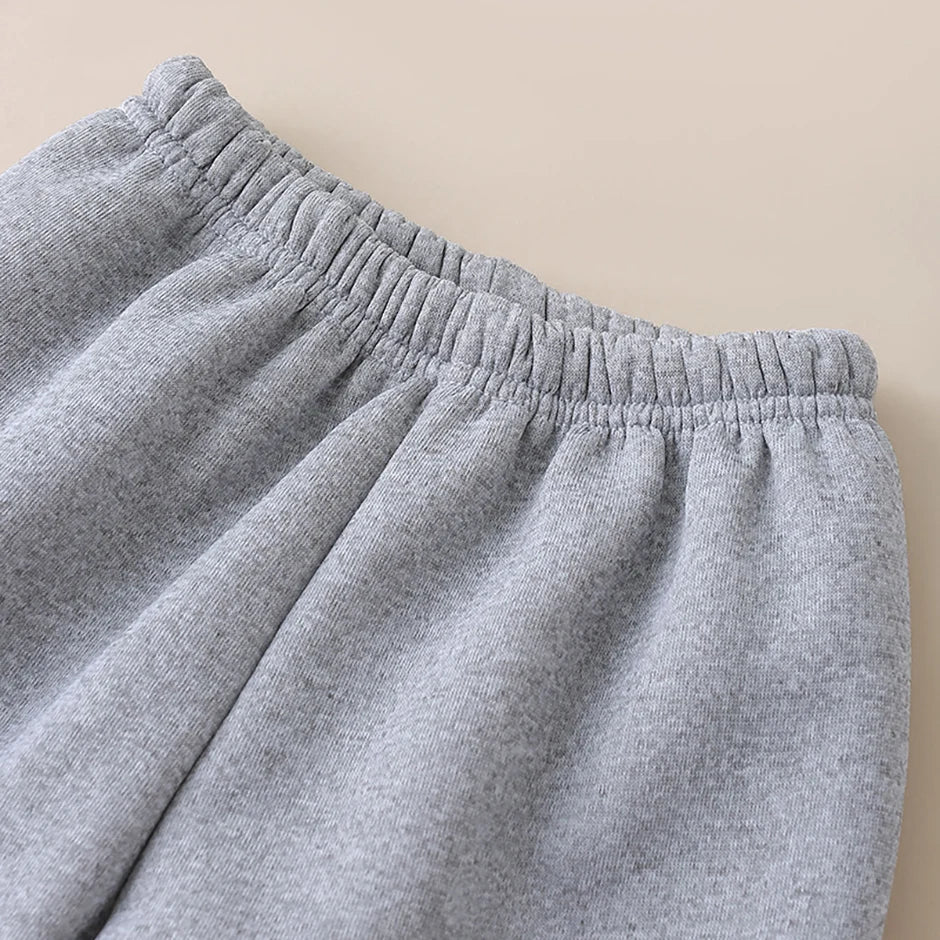 Autumn And Winter Children's Plush Warm Sports Casual Pants For Boys And Girls Solid Color Fashion Thick Windproof Harun Pants