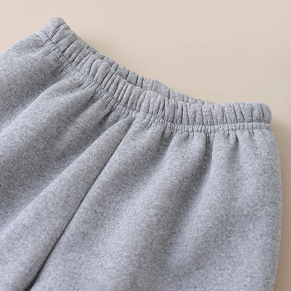 Autumn And Winter Children's Plush Warm Sports Casual Pants For Boys And Girls Solid Color Fashion Thick Windproof Harun Pants