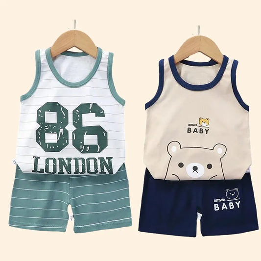 Cotton Tank Top & Shorts Vest Suit Set