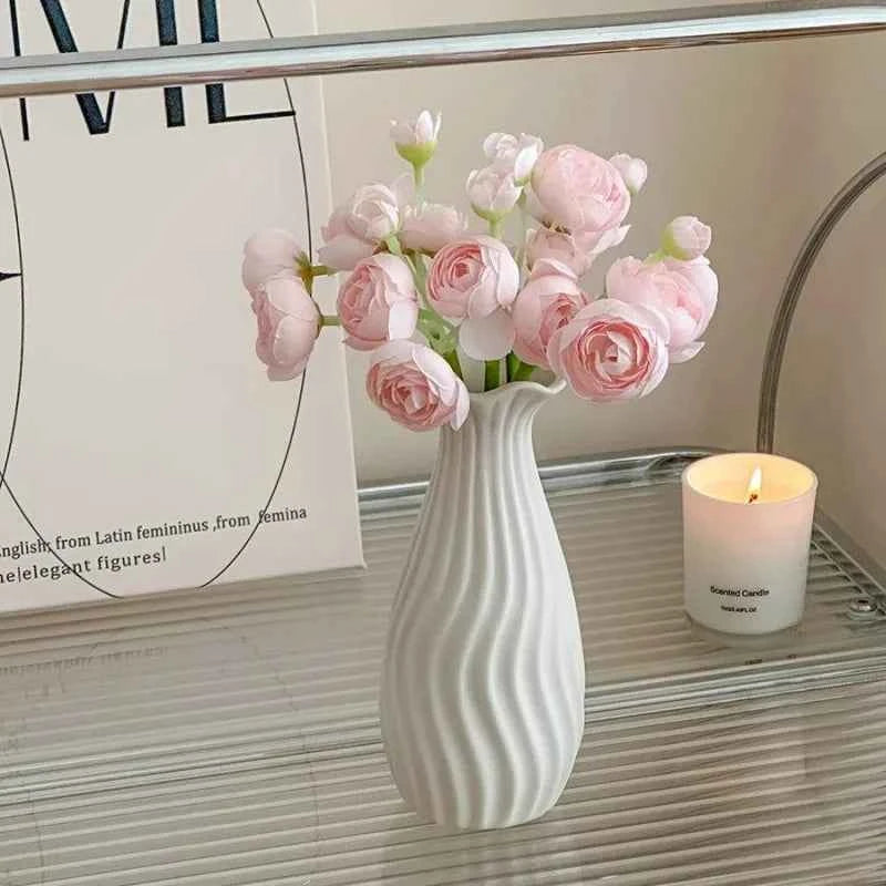Nordic-style White Ceramic Vase, Modern Design, Living Room & Bedroom Decor, Flower Pot for Plant Cultivation