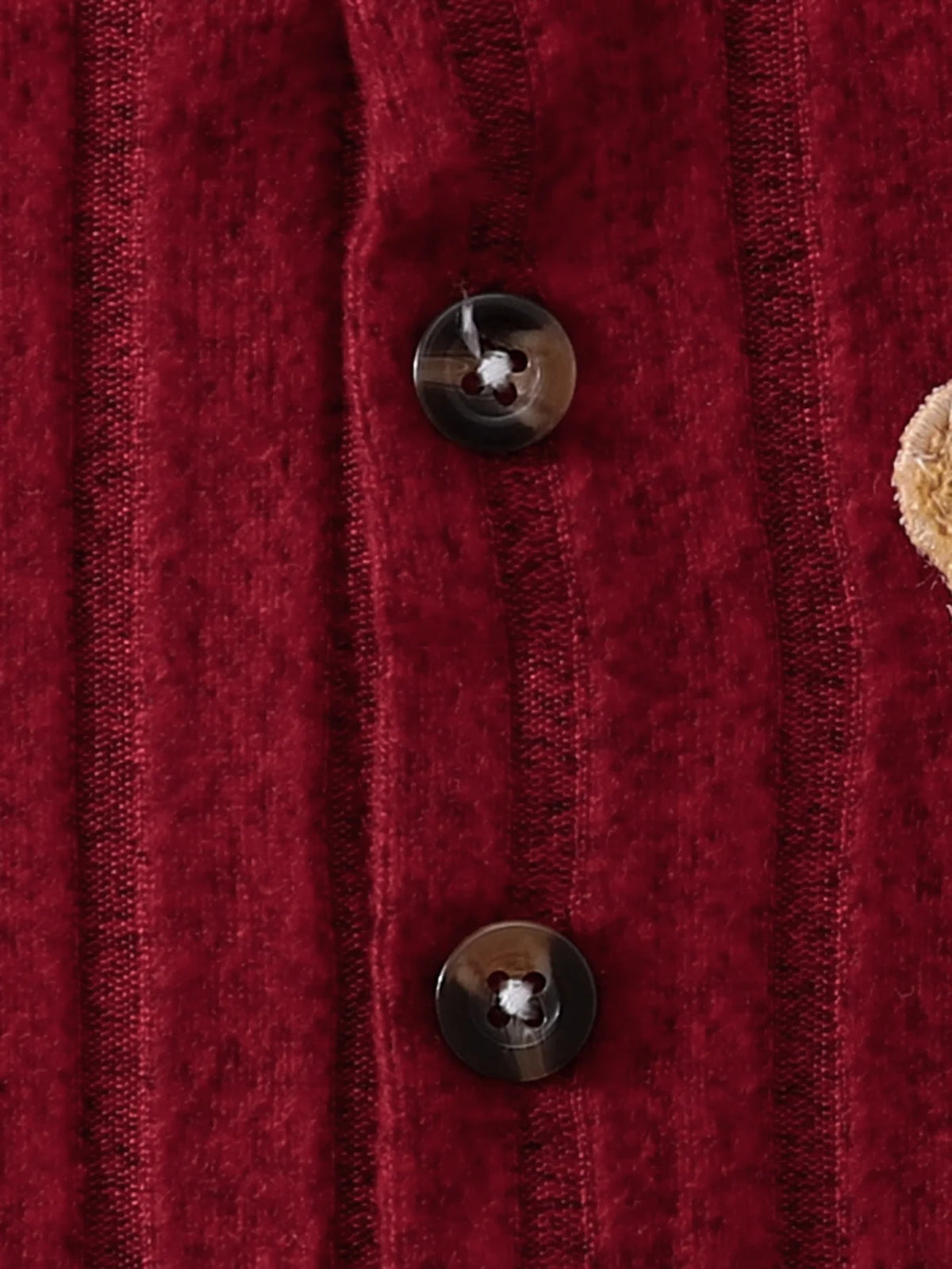 【Baby Boy】Autumn & Winter Red Onesie with Front Single-Breasted Buttons and Cute Bear Badge on Chest + Red Hat Set Featuring a W