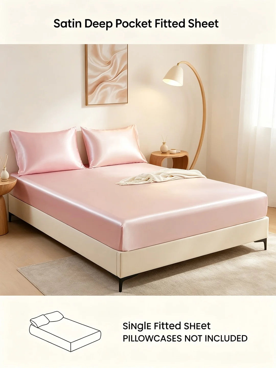 Silky Satin Fitted Mattress Cover, Cooling Ice-Silk
