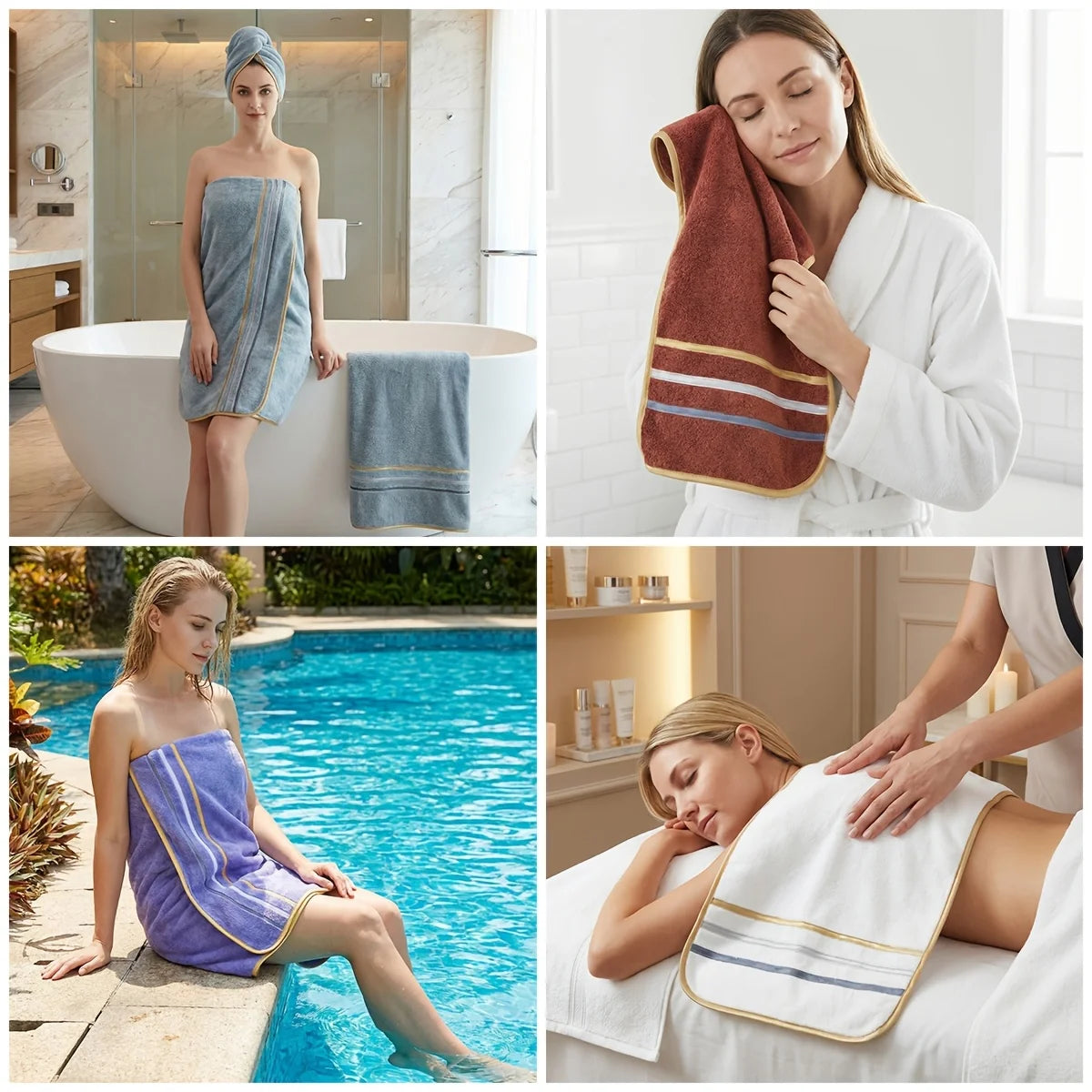 8-Piece Towel Set, 2 Bath Towels + 2 Hand Towels + 4 Face Towels, Soft