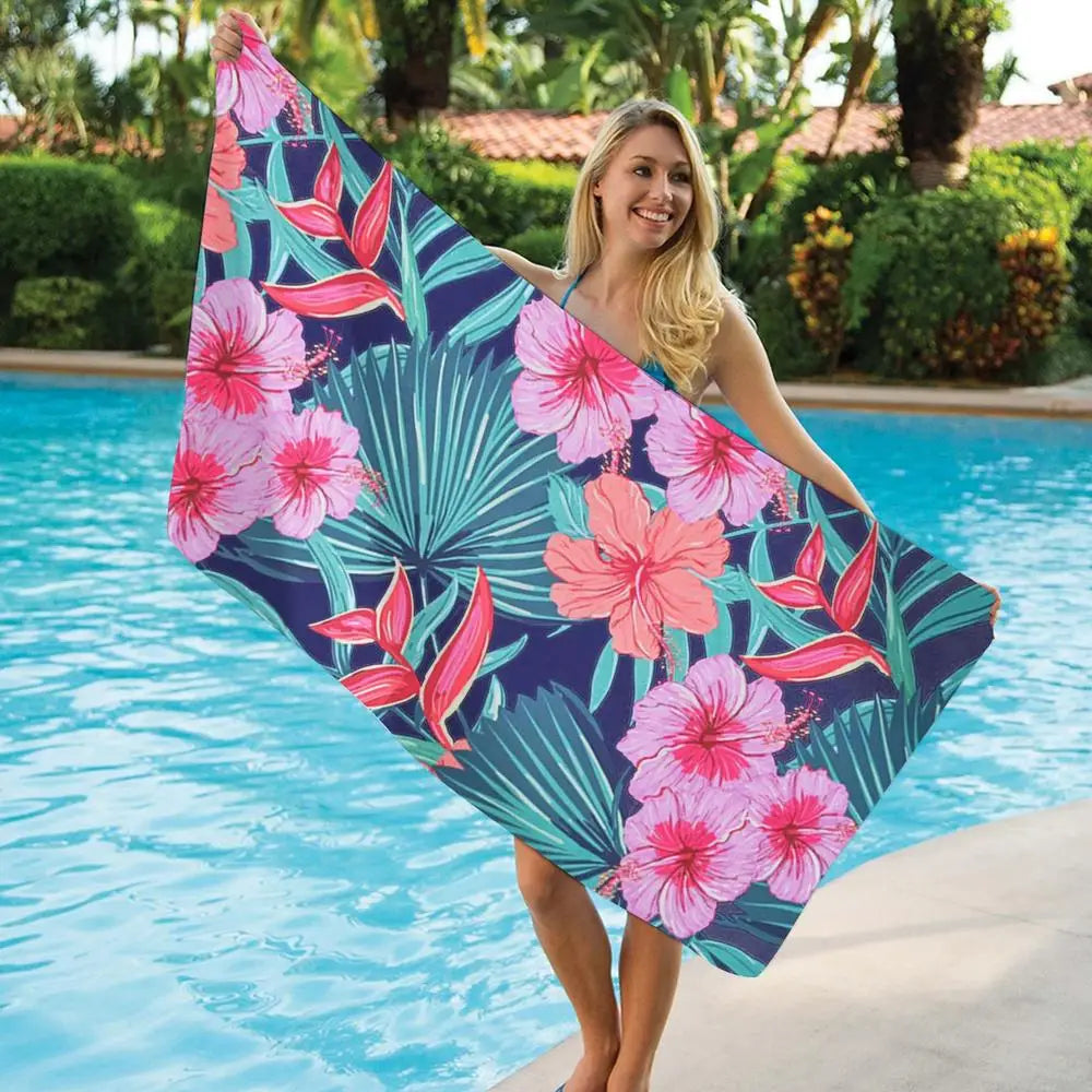 Microfiber Camping Towel 59 X 27.5 Inch Sand Proof Swimming Pool