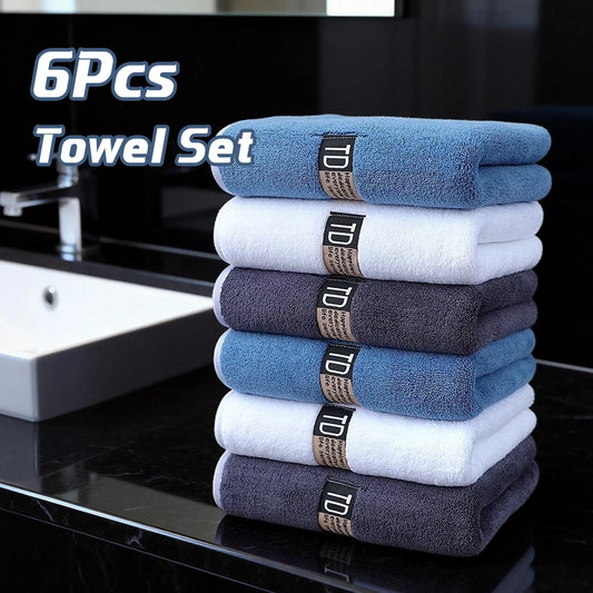 Thickened Microfiber Towel Set, 6-Pack 40x80cm