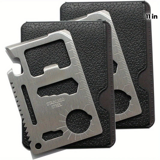 1/2pcs Pack 11 in 1 Credit Card Multi-Tool,Wallet Survival Tactical Tool with Knife, Bottle Opener and More- Dad Gift for Men