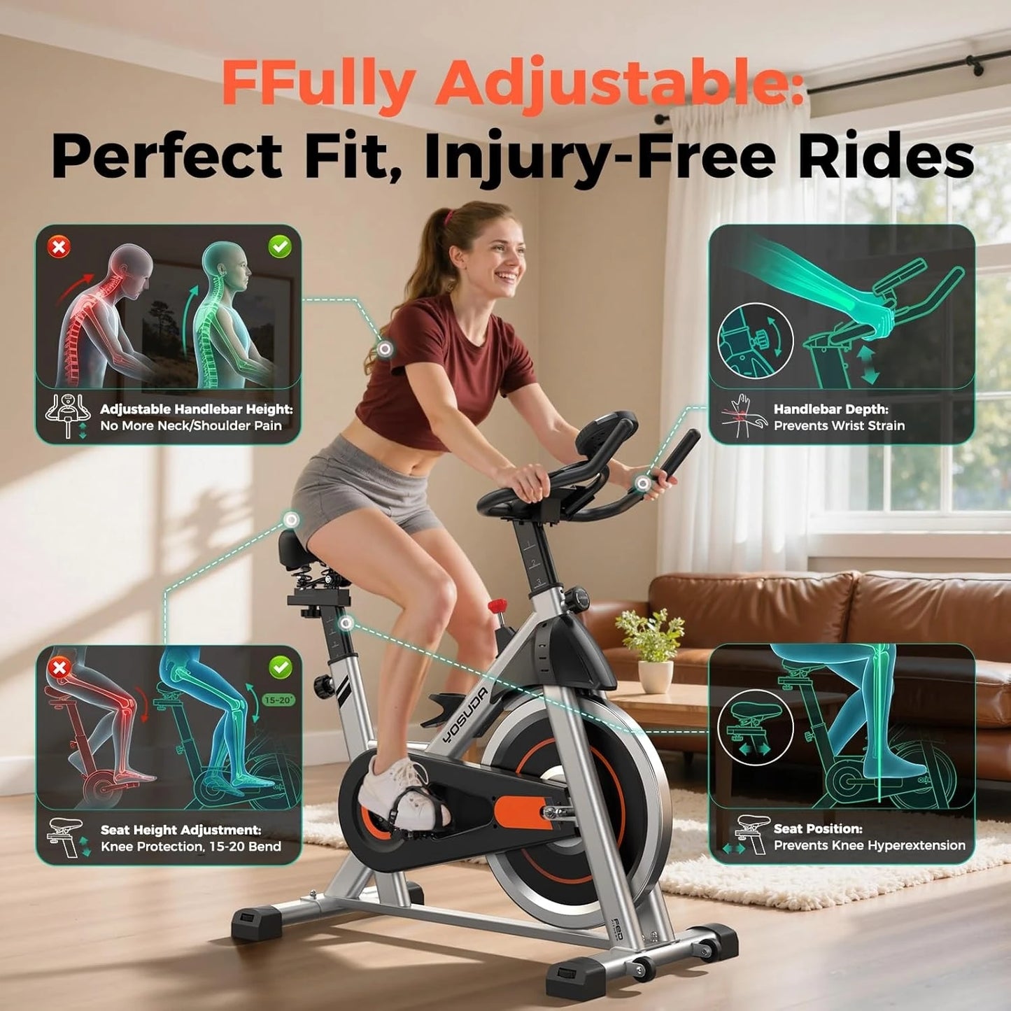 YOSUDA Indoor Cycling Bike | Stationary Exercise Bike with App & LCD Monitor