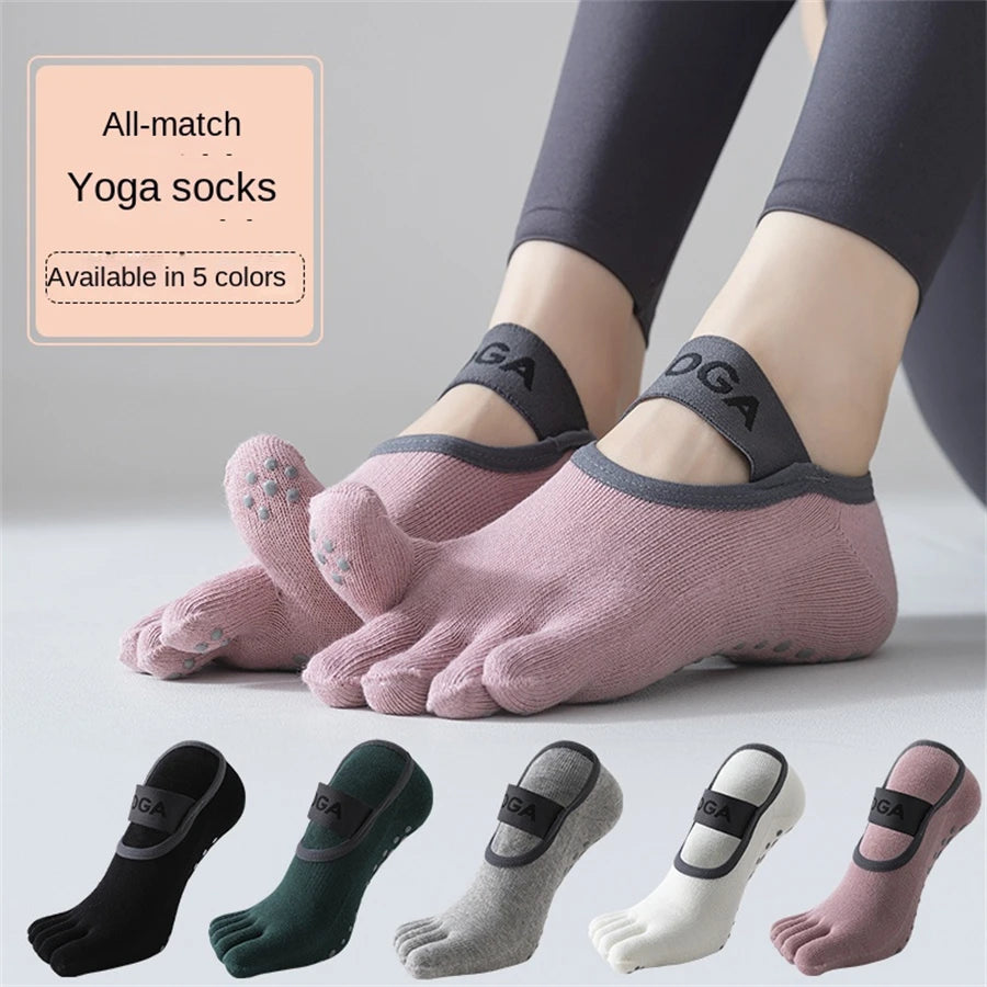 1 Pair of Women's Five Finger Socks, Professional anti Slip yoga Socks, Pilates Fitness Socks