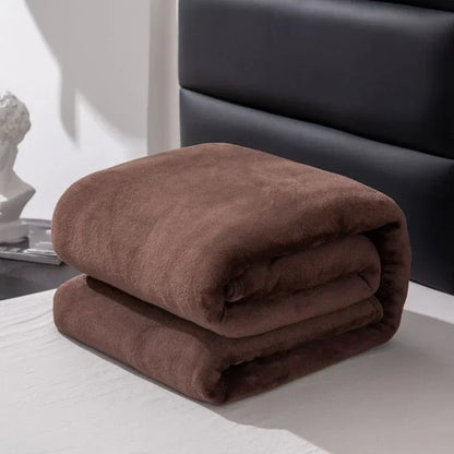 1PC Solid Gray Flannel Blanket, Soft Warm Fleece Throw, Thick Lightweight Cozy Bed Cover, Multi-use for Sofa, Nap, Office, Camping