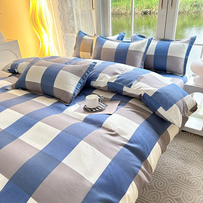 Daisy Print Washed Cotton Duvet Cover Set, King
