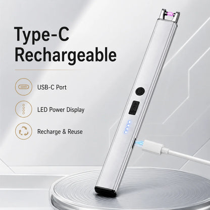 Electric Arc Candle Lighter – USB Rechargeable, Windproof Flameless Plasma, Long Reach & LED Display