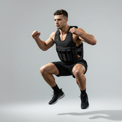 Adjustable Weighted Vest for Men And Women, Heavy Duty Weighted Vest, Black Oxford Fabric, for Strength Training, Cardio - Ergonomic Design, Muscle Building, Running Gear, Outdoor Fitness (Weight Plates Not Included)