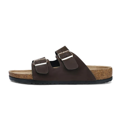 Plus Big Size 49 50 51 Cork Slippers Adjustable Double Buckle Sandals Clogs Artificial Leather Men Women Summer Casual Shoes