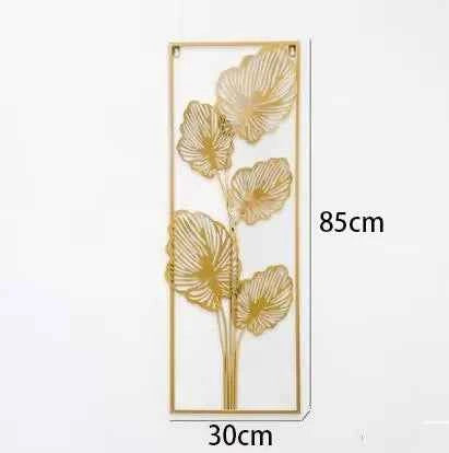 Chinese Wrought Iron Golden Leaf Wall Mural Items Hotel Porch Wall Hanging Decoration Home Livingroom Wall Sticker Accessories
