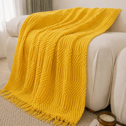Burnt Orange Herringbone Knit Throw Blanket