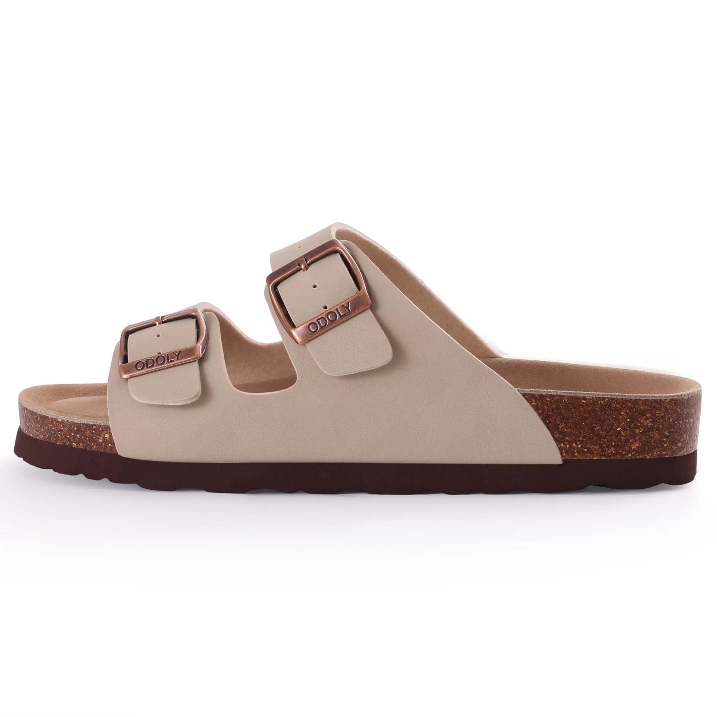 Crestar Women's Cork Footbed Slide Sandals – Adjustable Buckle Suede Beach Shoes