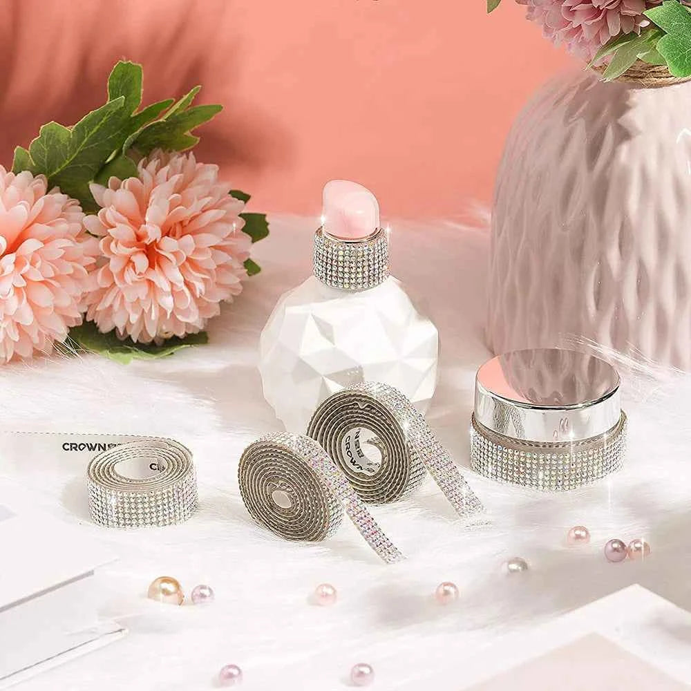 1 Roll Self Adhesive Glitter Crystal Rhinestone Sticker Diamond Ribbon DIY Sticker Rhinestones Arts Crafts Car Phone Decoration