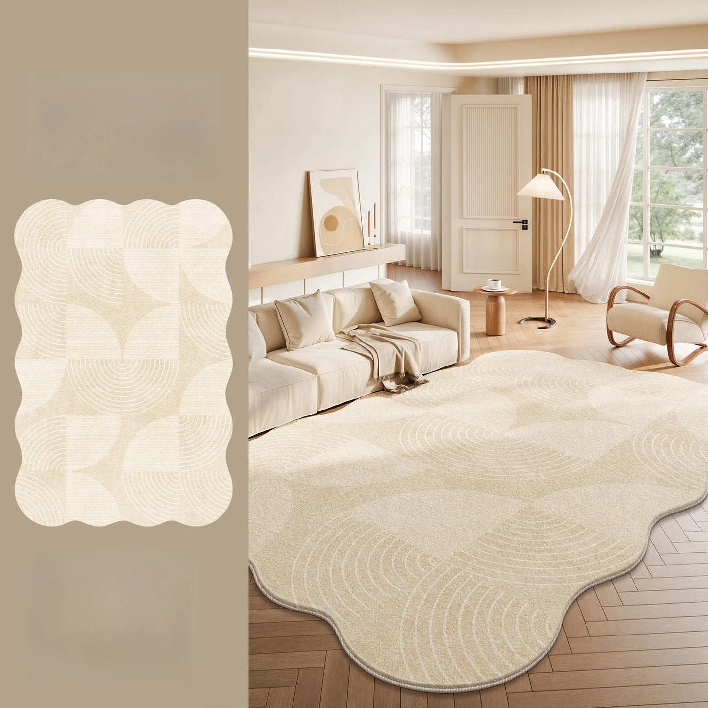 Cream Style Bedroom Decor Large Carpet Thick Plush Study Floor Mat Home Fluffy Soft Rug Irregular Shape Carpets for Living Room