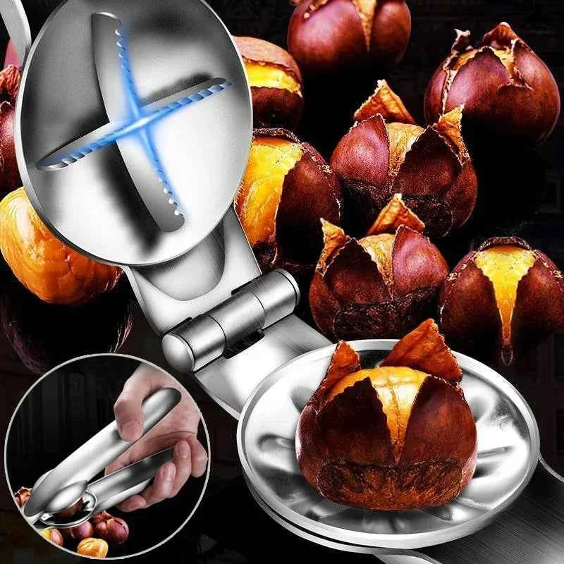 4in1 Walnut Clip Nut Cracker Silver Metal Pecan Chestnut Clips Opener Nut Plier Shelling Tools Home Kitchen Gadgets Accessories