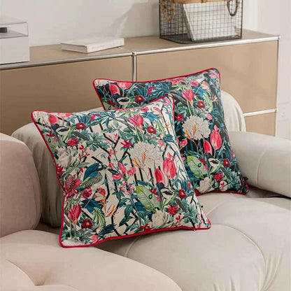 Vintage Floral Velvet Throw Pillow Covers Home Art Deco Pillowcase Square Pillow Case Cushion Cover for Bed Sofa Living Room Car