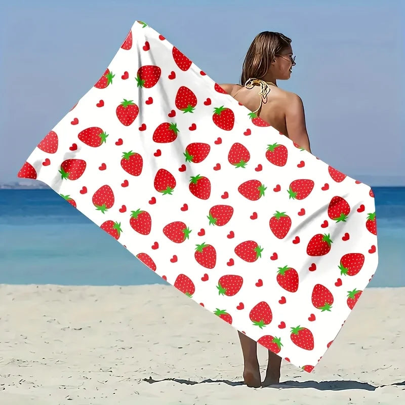 Strawberry Pattern Beach Towel — Pool, Camping, Travel & Yoga