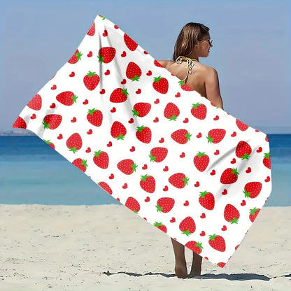 Strawberry Pattern Beach Towel — Pool, Camping, Travel & Yoga