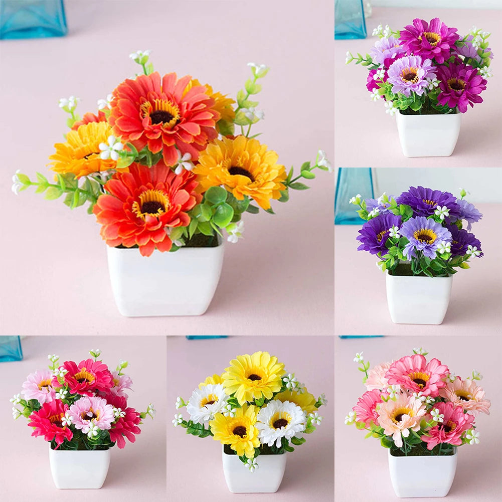 In Pot Artificial Potted Plant Garden Decoration Home Decor Room decoration Fake Plants Outdoor Artificial Flowers High Quality