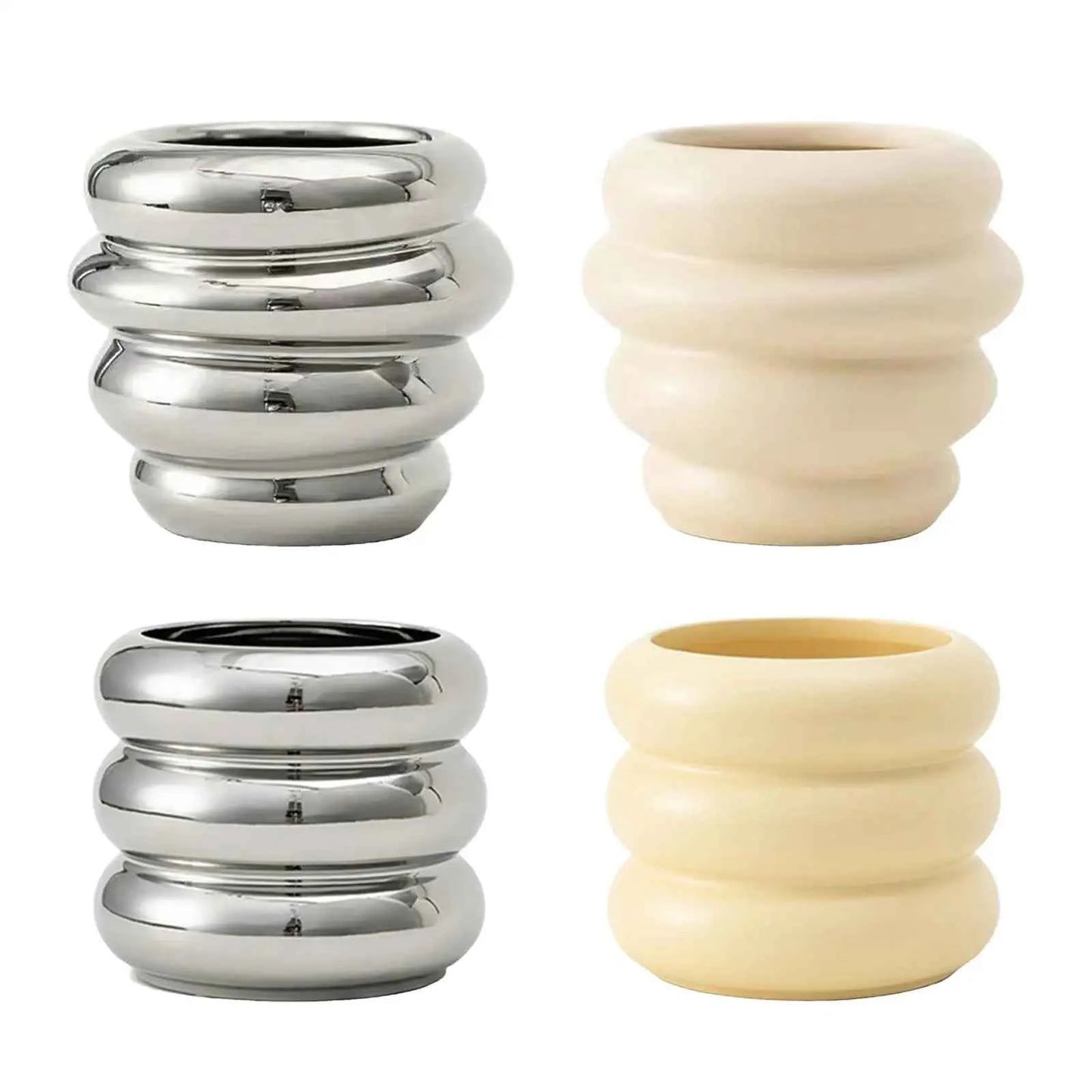 Ceramic Flower Vase Plants Holder Planter Decors Cosmetics Lipstick Bud Vase Flower Pot Makeup Brush Holder for Bathroom Dresser