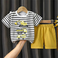 Zebra Print Tee & Striped Shorts 2-Piece Set
