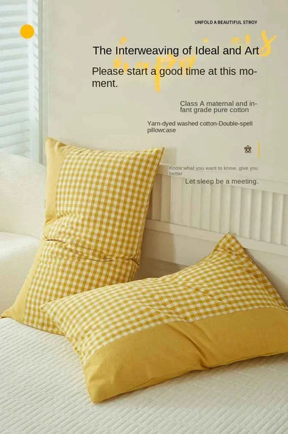 Pillowcase Envelope Style Plaid Couples Plain Ins 48x74cm 100% Pure Cotton Home Textile Household Bedroom Throw Pillow Case