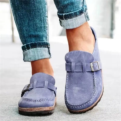 Crestar Women's Fashion Clogs – Adjustable Buckle Retro Suede Mules & Beach Shoes