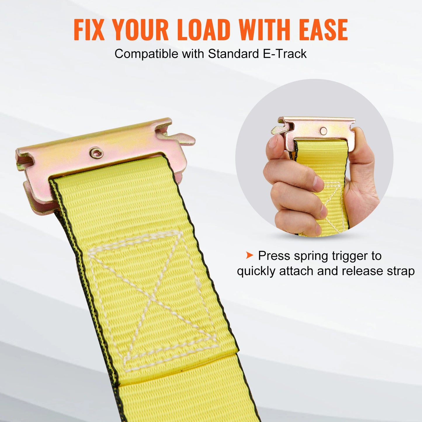 8pcs 4400Lbs Ratchet Tie Down Straps E-Track Heavy Duty Strap with Hook Loop for Moving Securing Cargo Lawn Equipment