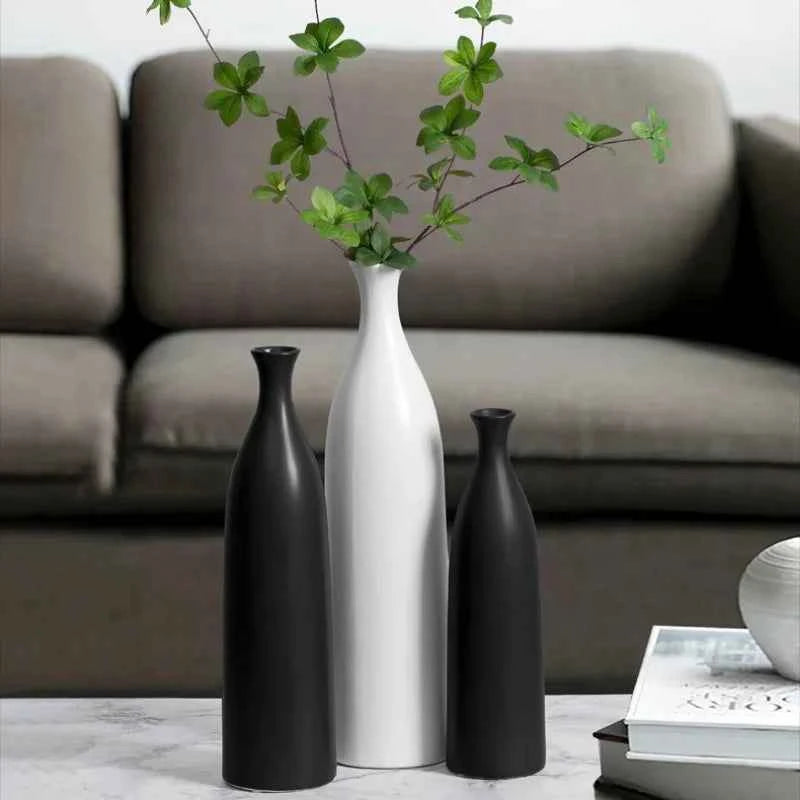 Black and White Ceramic Vase Decoration Modern Creative Simple Flower Arrangement Table Living Room Home Soft Decoration