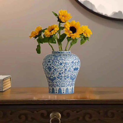 Ceramic Flower Vase Blue and White Porcelain Vase for Wedding Home Decor