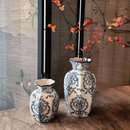 1PCS  New Chinese Hand-Painted Blue and White Porcelain Vase Arrangement Decor for Living Room Dining Room Entryway