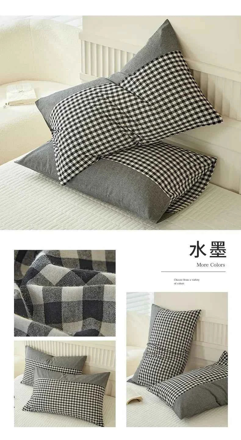 Pillowcase Envelope Style Plaid Couples Plain Ins 48x74cm 100% Pure Cotton Home Textile Household Bedroom Throw Pillow Case