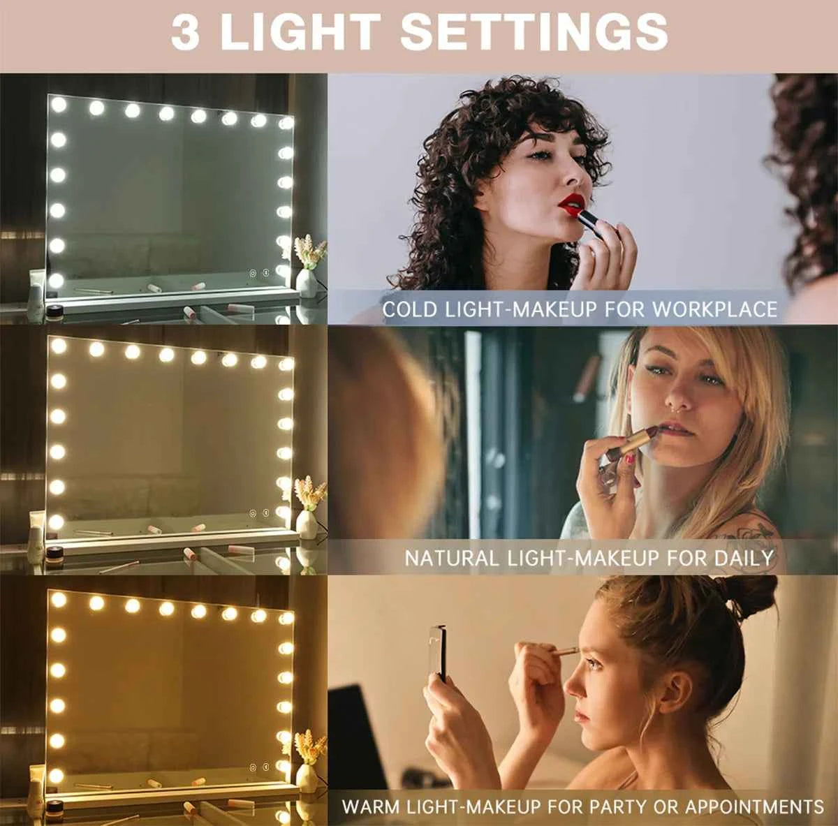 Large Vanity Mirror With Lights And Bluetooth Speakers Dimmable LED Lights With 10 Times Magnification USB Port for Woman Makeup