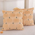 Faux Wool Pumpkin Pattern Throw Pillow Cover, 18x18