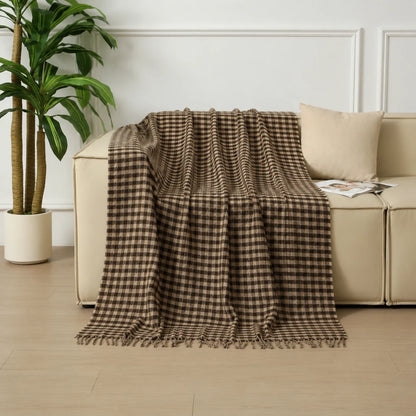Dark Green Geometric Bobble Textured Knit Throw Blanket with Tassel Fringe, Soft Knitted Decorative Blanket, Lightweight Cozy Cover for Couch Sofa Bed, Boho Farmhouse Home Decor for Living Room Bedroom
