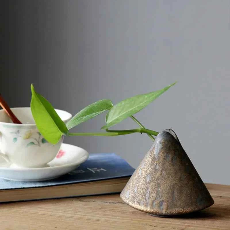 Rough Pottery Vase Ornaments Retro Tea Ceremony Flower Ware  Zen Flower Arrangement Ceramic Tabletop Vase Decorative Ornaments