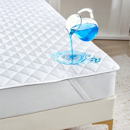 100% Waterproof Plaid Mattress Protector – Breathable Ultra-Soft Square Grid Cover with Elastic Corner Straps
