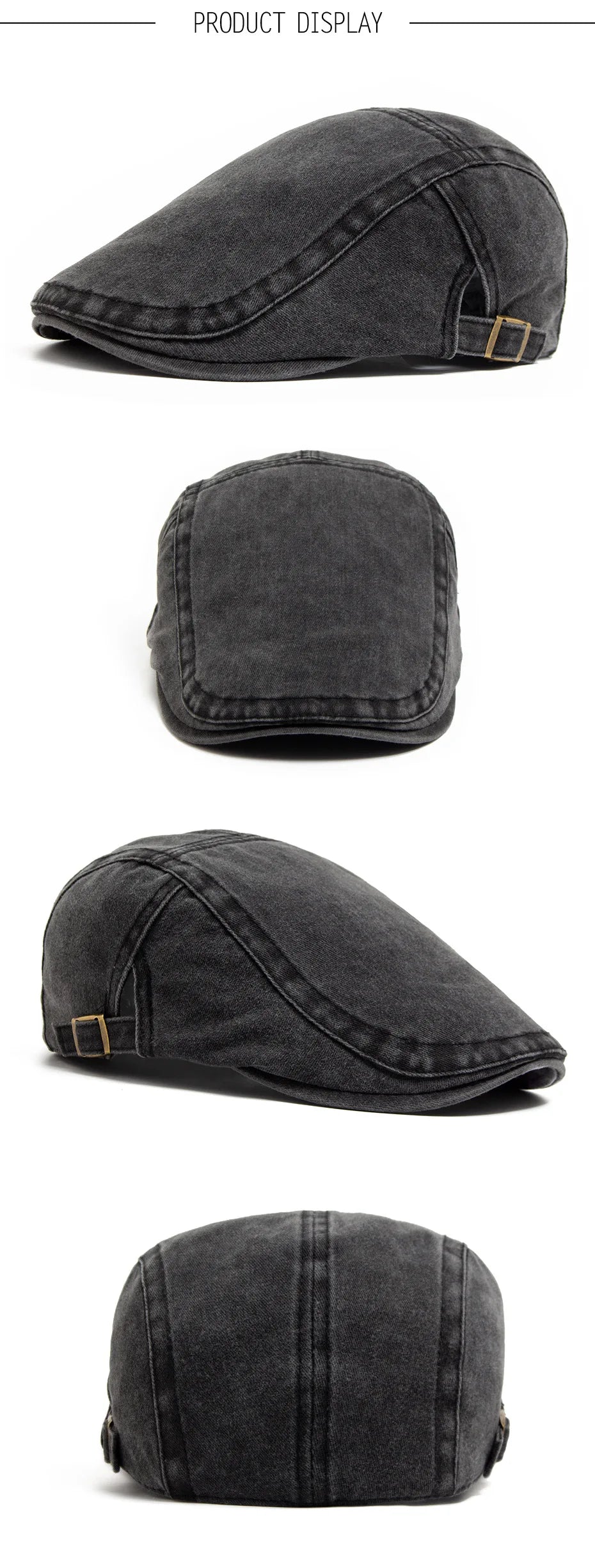 Retro Washed Denim Newsboy Cap