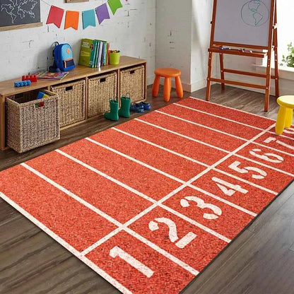 Sports Theme Racing Track Basketball Court Soccer Field Carpet Kids Play Mat Home Decoration Non-Slip Floor Mat Rugs for Bedroom