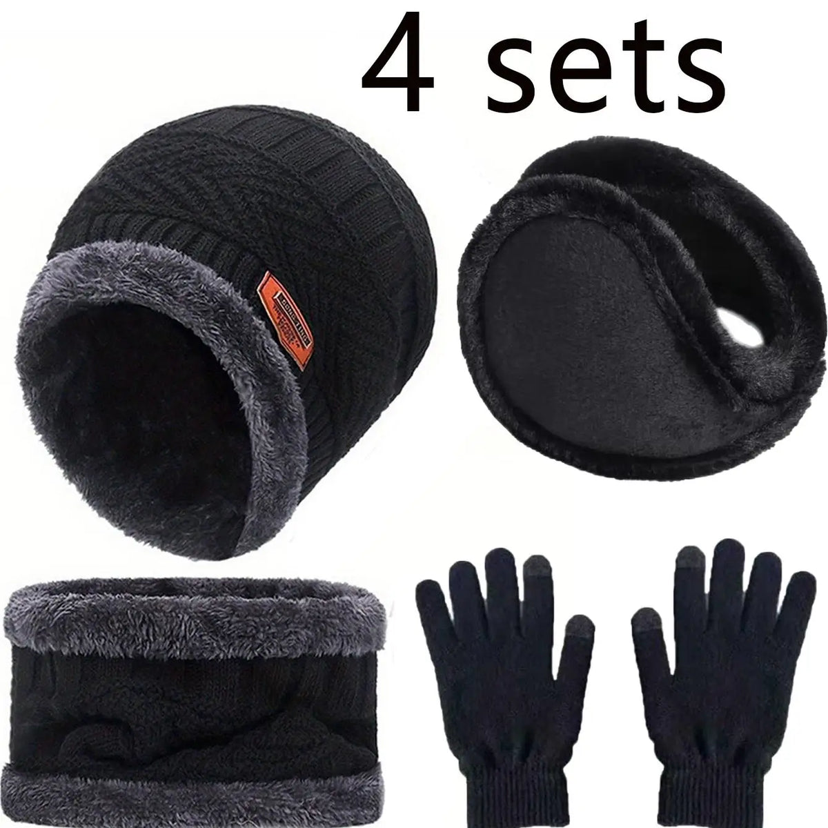 2/4pcs sets Winter Warm Velvet men Hat Scarf Gloves Set For men and women Girls Outdoor Riding Hat Beanies Neck Protection Scarf
