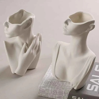 human ceramic vase minimalist dry flower decor nordic modern home ornament plain fired living room office stylish decoration