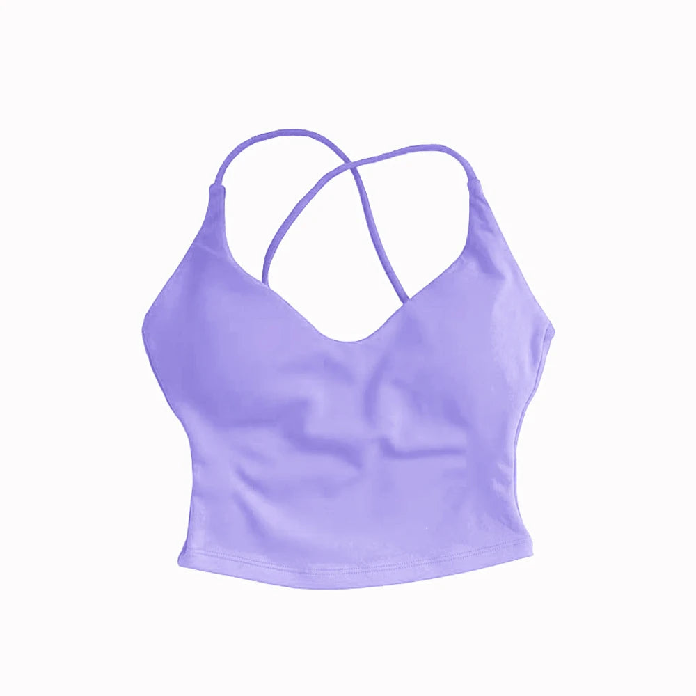 Dynamic Strappy Push-Up Fitness Tank Top — Back Cross Sports Bra