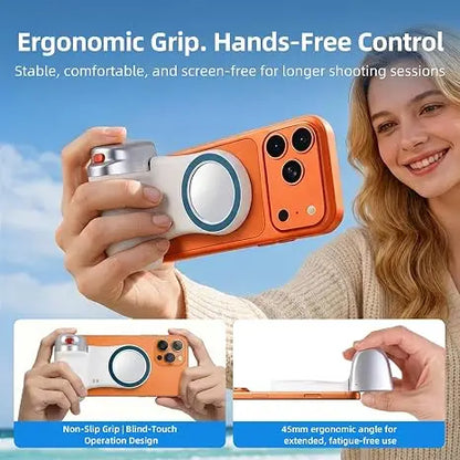 MagSafe Magnetic Phone Camera Grip – Detachable Bluetooth Remote, 10M Shutter, Vlog & Selfie
