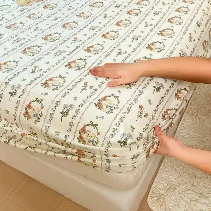 Floral Print Fitted Sheet, Elastic Edge, Queen/King