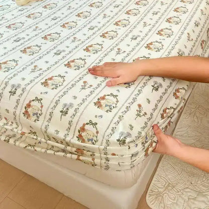 Floral Print Fitted Sheet, Elastic Edge, Queen/King