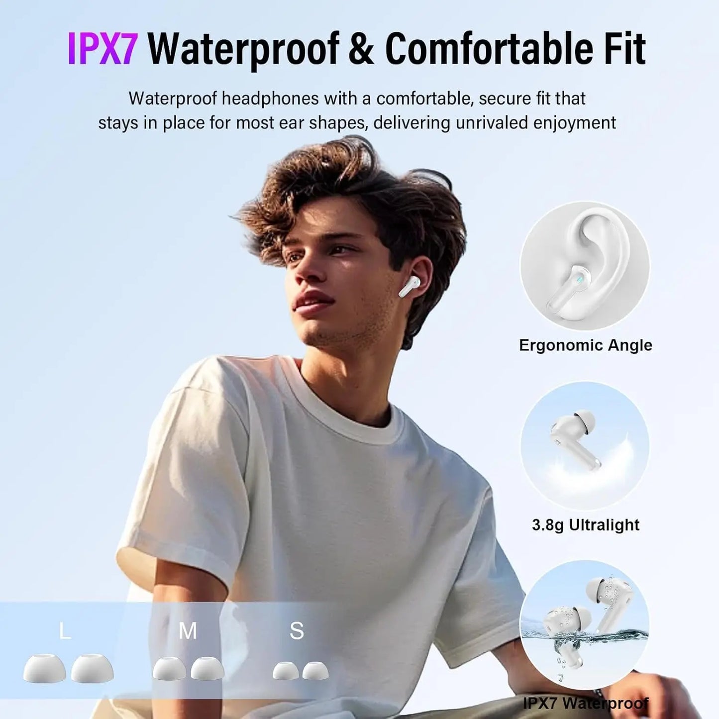 Smart Display Wireless Earbuds — 45dB ANC, Bluetooth 5.4, 48H Battery, IPX7